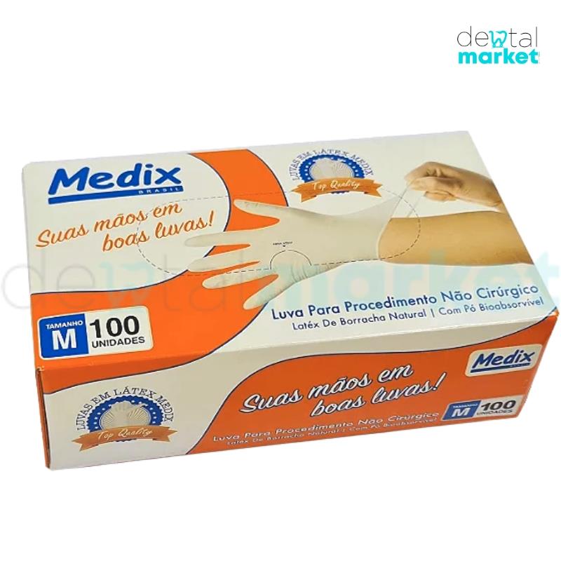 Luva Látex M - 10 cartuchos - Medix