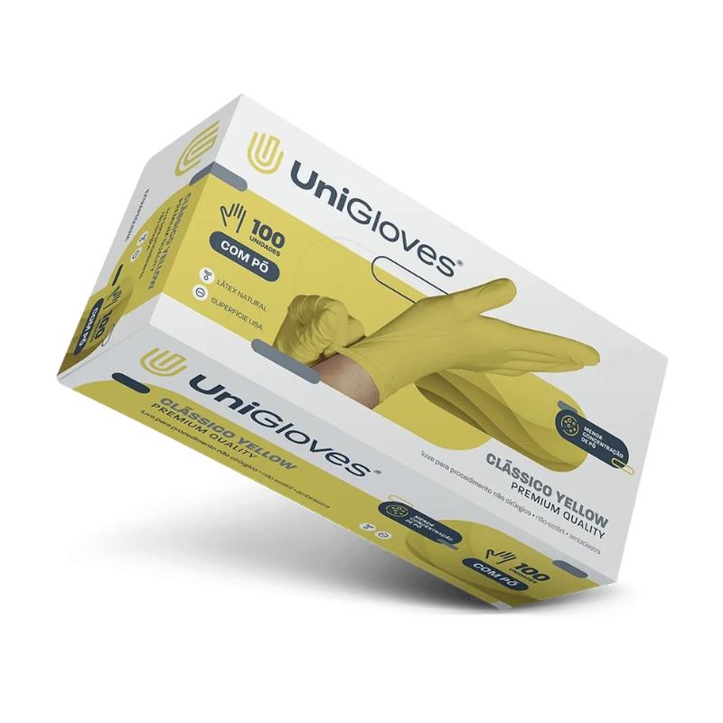 Luva de Látex Yellow (sem talco) - UniGloves