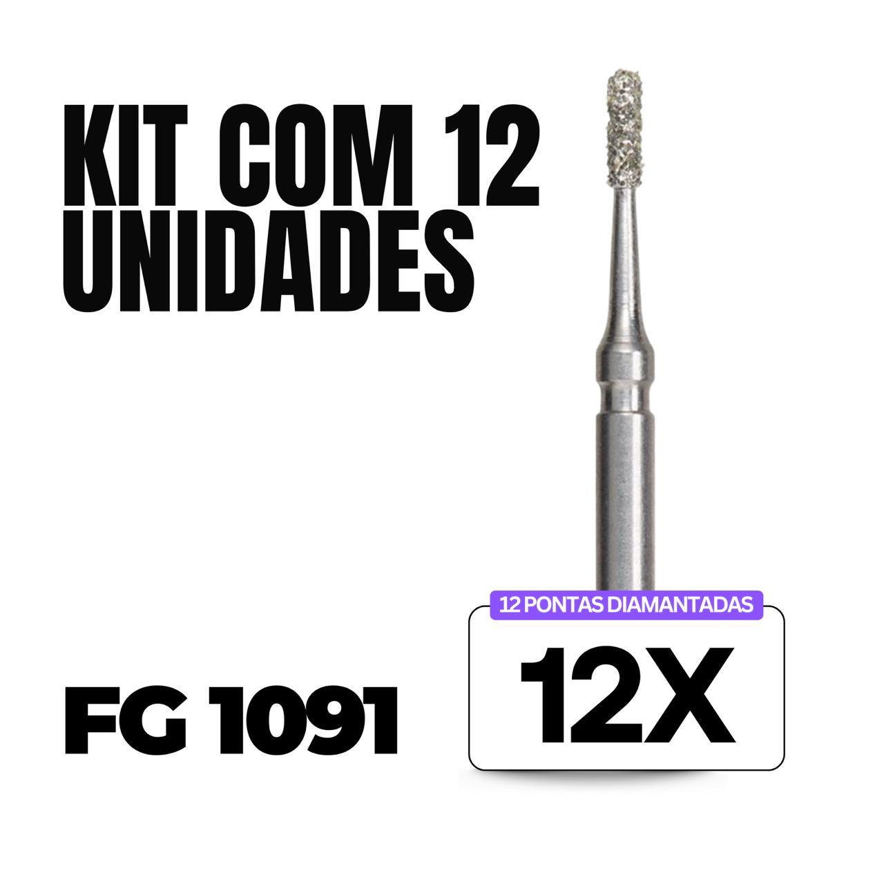 Kit 12 Pontas Diamantadas FG 1091 - Dental Market